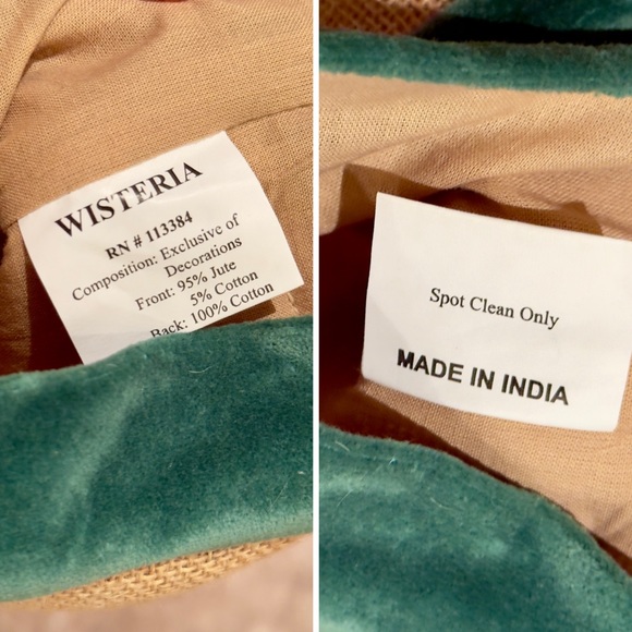 WISTERIA Jute & Green Velvet Embroidered Pinecone Christmas Stockings Set of 6 - Picture 17 of 17